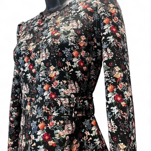 Tops - Zara Blouse Floral Design Fitted Waist Pleated Sleeves